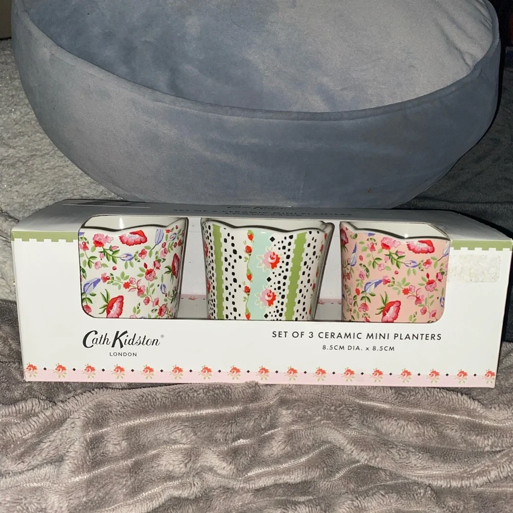 Spring Birds Floral Set of 3 Mini Planters Garden Summer Festive Cute Flowers - Picture 1 of 6